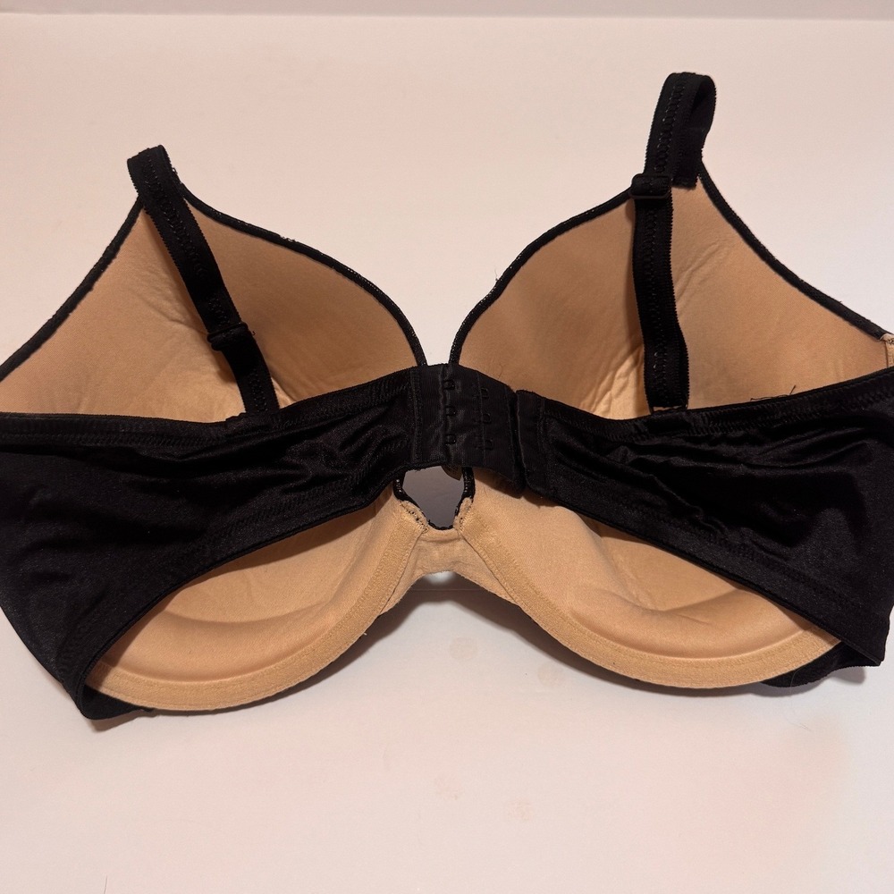 Maidenform Black Lace Padded Underwire Bra 40DD Floral Overlay 04166M - Picture 2 of 9